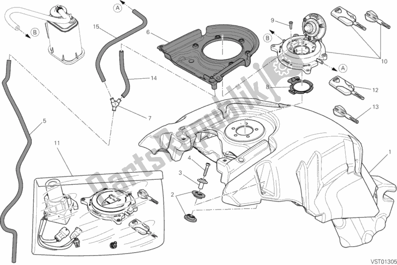 Toutes les pièces pour le Réservoir D'essence du Ducati Diavel Diesel USA 1200 2017